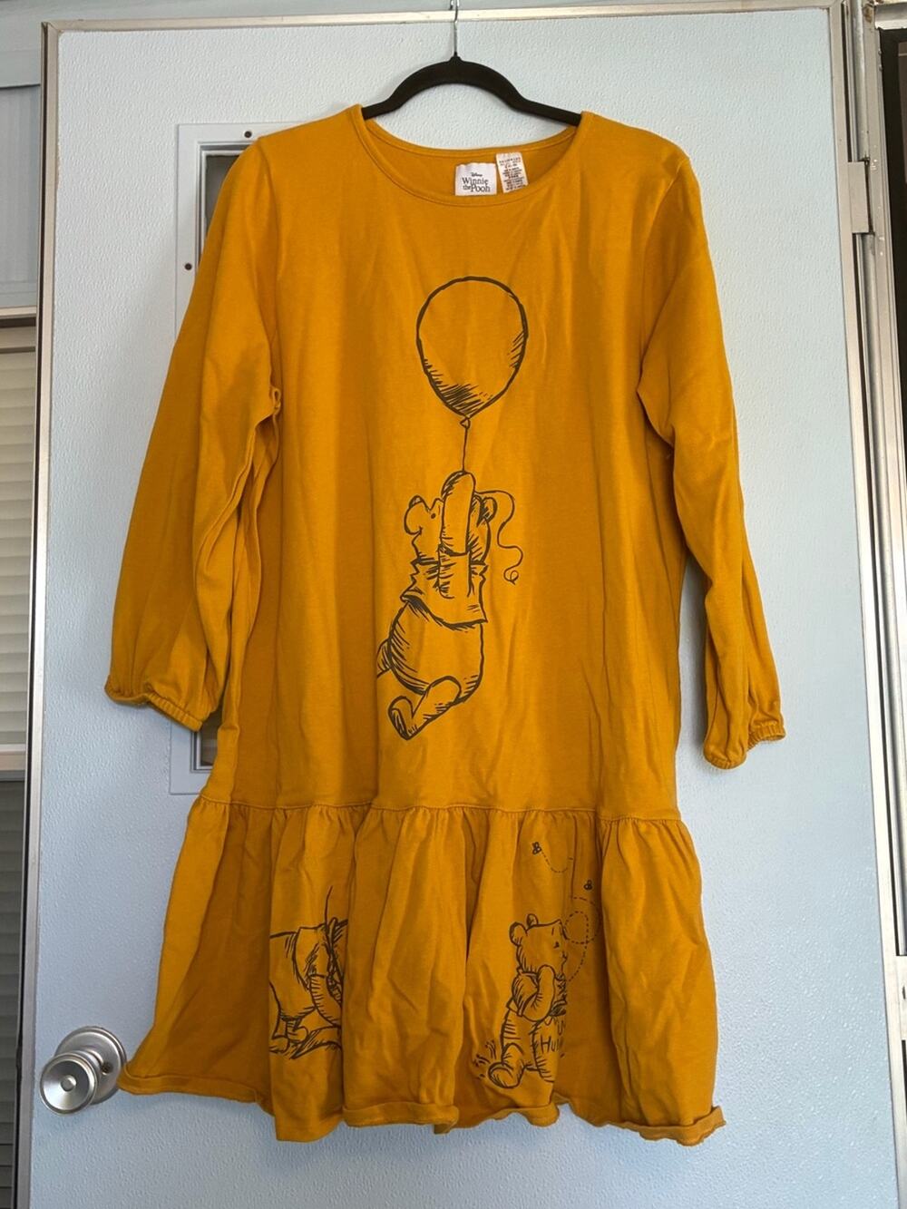 Disney Sweatshirt Style Dress Mustard Yellow Winnie the Pooh Women's XL